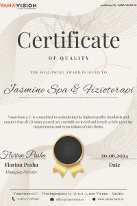Zertifikat - Jasmine Spa & Fizioterapi